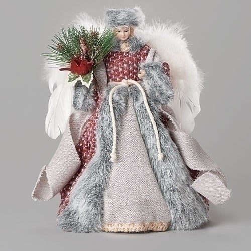 Tree Topper-Angel-Grey Fur Cloak (12")