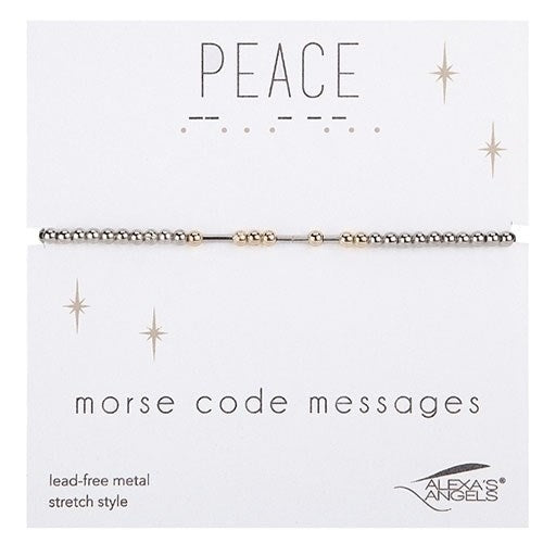 Bracelet-Morse Code-Peace-Stretch W/ Gift Bag