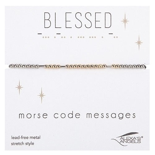 Bracelet-Morse Code-Blessed-Stretch W/ Gift Bag