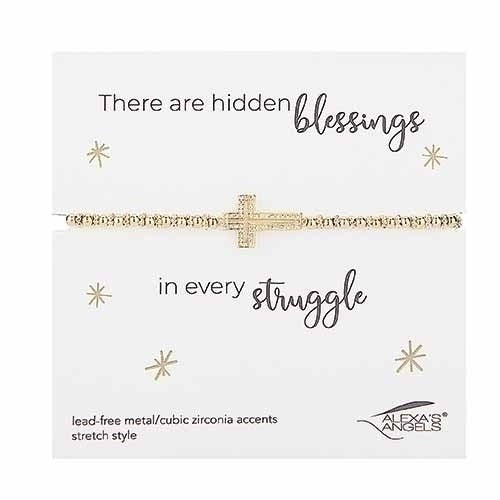 Bracelet-Gold Cross-Gold-Stretch W/ Gift Bag