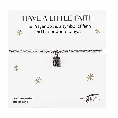 Bracelet-Silver Prayer Box-Silver-Stretch W/ Gift Bag