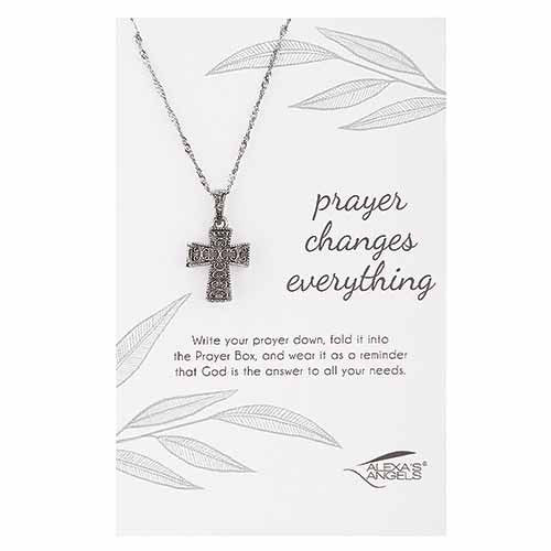 Necklace-Silver Prayer Box-Cross (18-20" Adjustable)