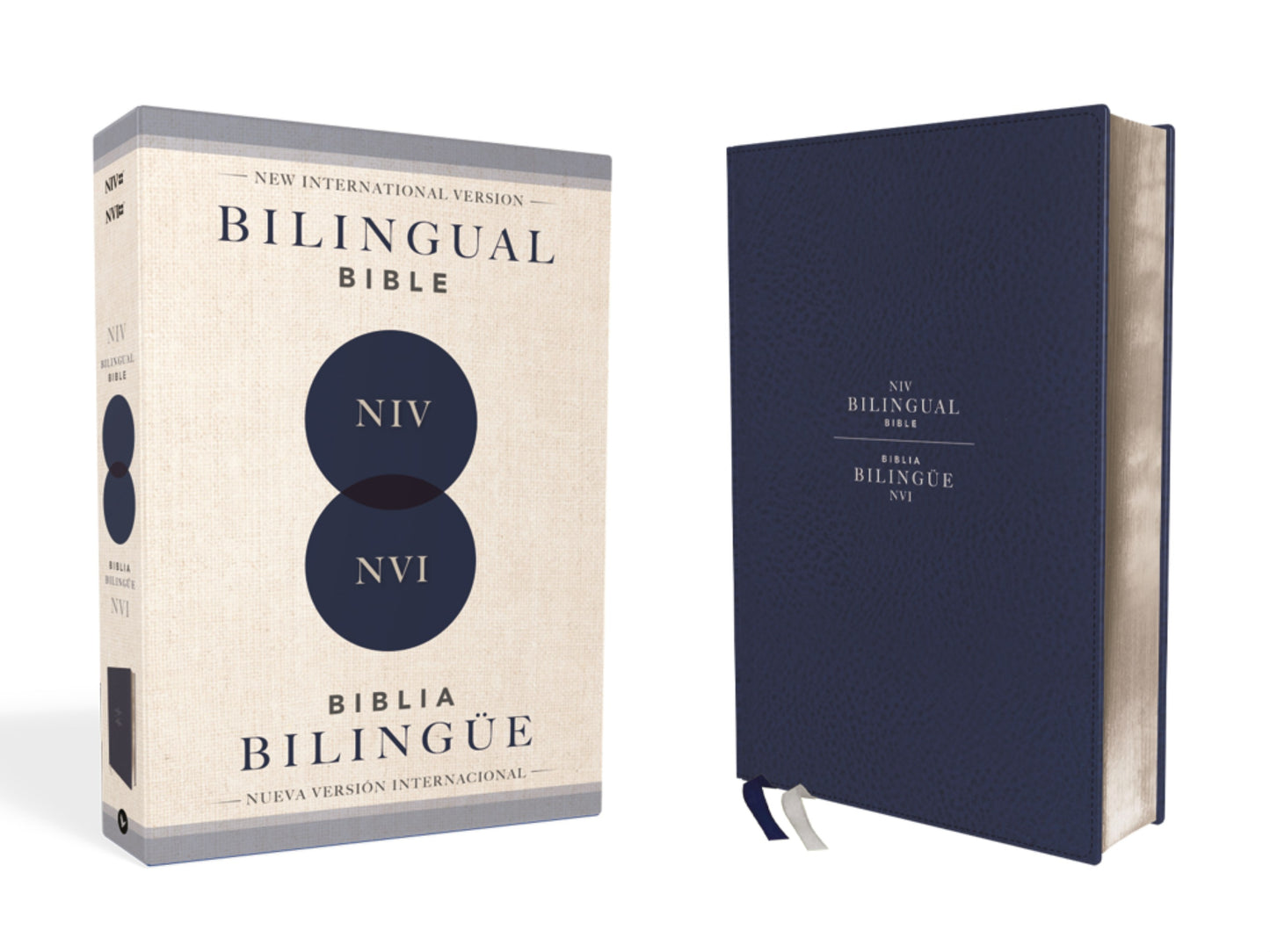 NIV/NVI Bilingual Bible (Comfort Print) (Biblia Bilingue)-Navy Leathersoft
