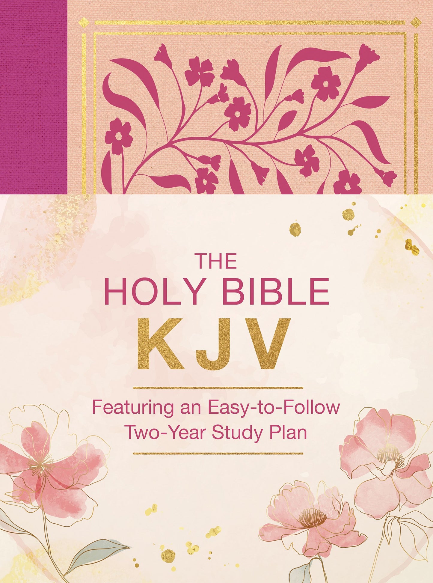KJV The Holy Bible-Magenta Florals Imitation Leather