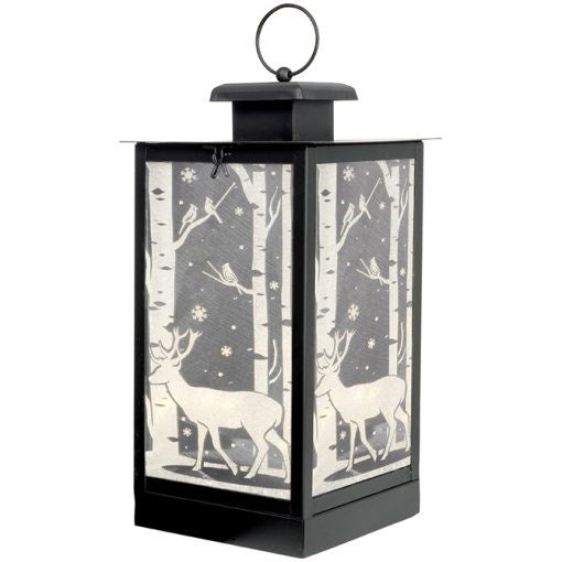 Lantern w/LED Candle String Lights & Timer-Deer (6 1/4" x 11 3/4" x 6 1/4")