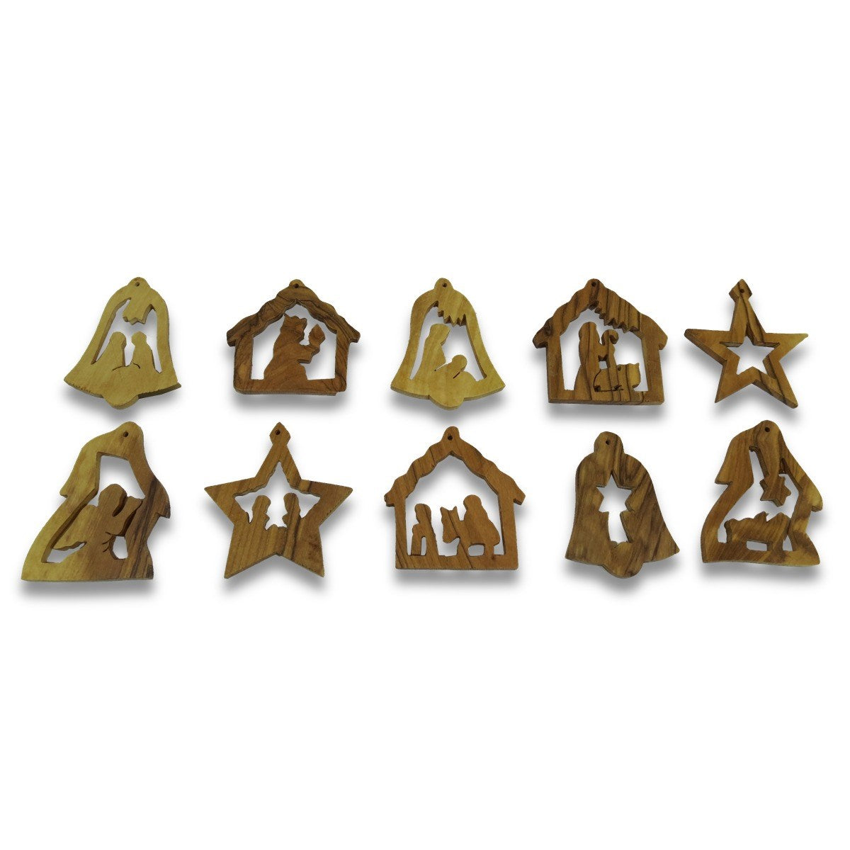 Olive Wood - 10 Tree Ornaments
