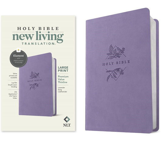 NLT Large Print Premium Value Thinline Bible  Filament Enabled Edition-Lavender Song LeatherLike
