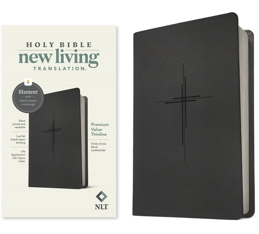 NLT Premium Value Thinline Holy Bible  Filament Enabled Edition-Trinity Cross Black LeatherLike