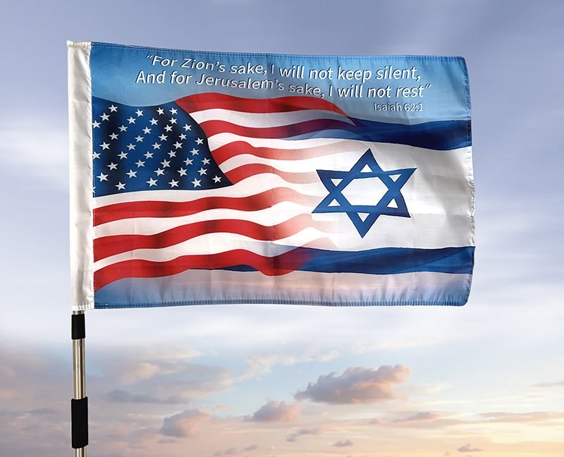 Flag-Isaiah 61:1 With USA & Israel Background (24" x 36") (#32117)