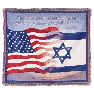 Throw Blanket-Isaiah 61:1 With USA & Israel Flag Background (50" X 60") (#32204)