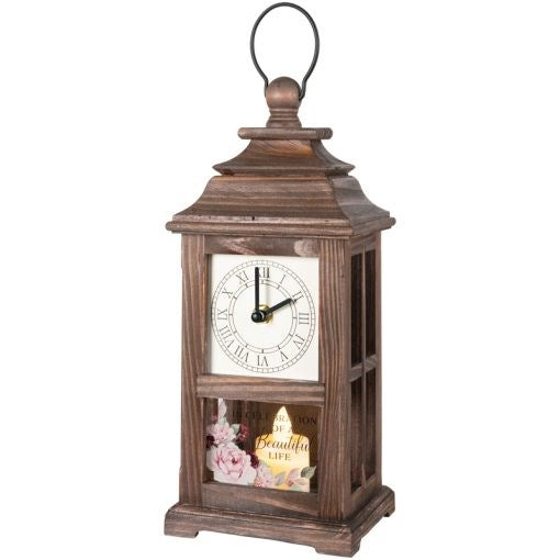 Clock Lantern w/Flameless LED Candle-In Celebration (5" x 13" x 5") (Pack Of 2)