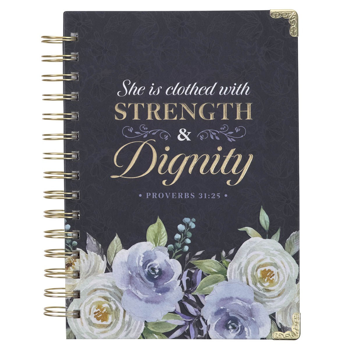 Journal-Wirebound-Blue Floral-Strength & Dignity-Prov. 31:25
