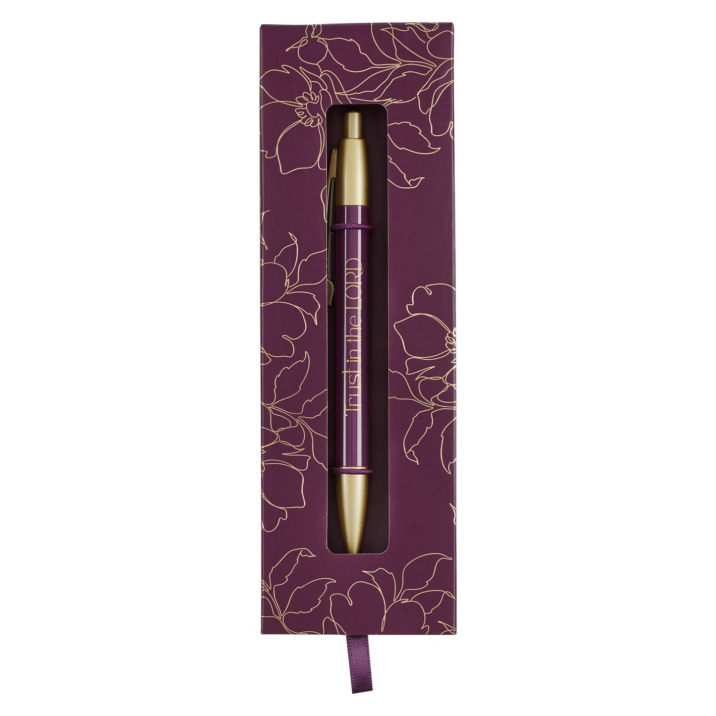 Pen-Purple Floral Border-Trust In The Lord-Prov. 3:5