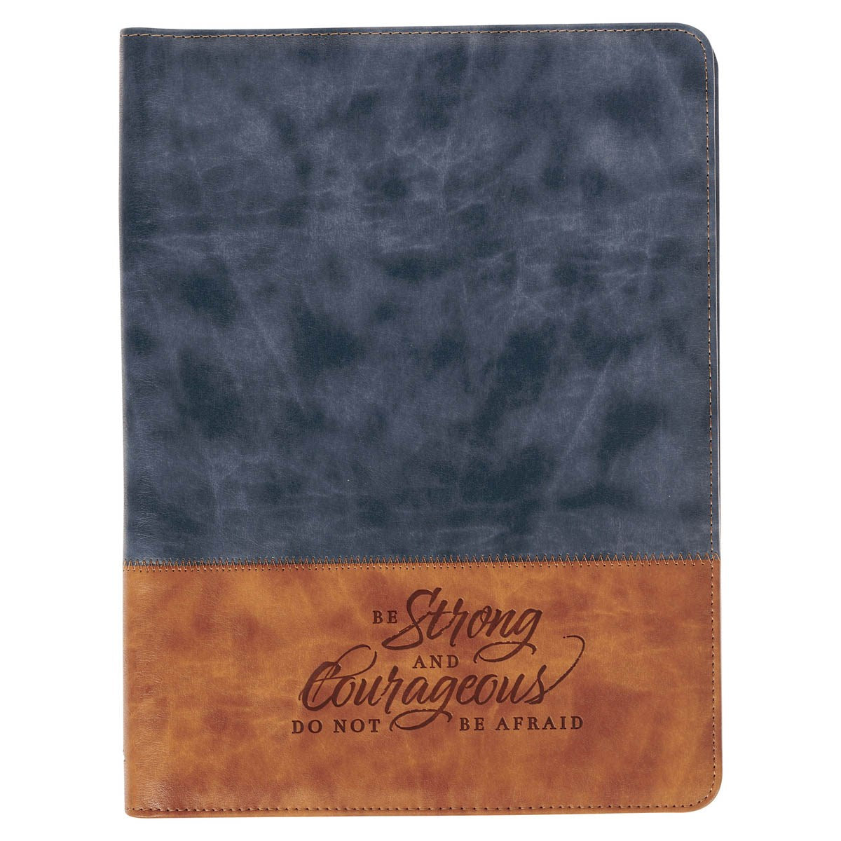 Executive Portfolio Folder-Navy/Brown-Be Strong & Courageous-Josh. 1:9