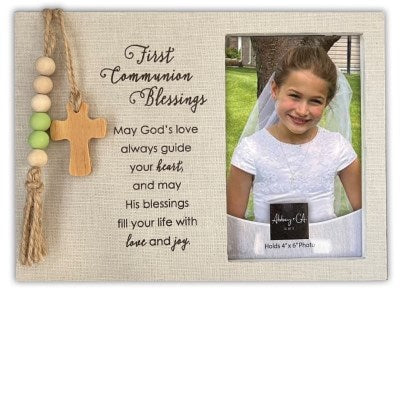 Frame-Fabric Wrapped-First Communion Blessings (Holds 4" x 6" Photo) (9" x 6 1/2")