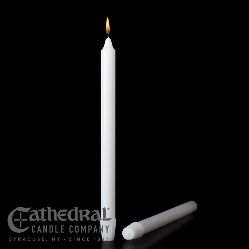 Altar Candle-White Short 4's (7/8" x 11 3/4")-Stearine/SFE (Pack Of 24)