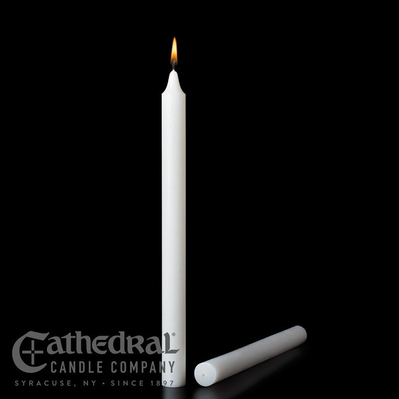 Altar Candle-White Special 3's (1 1/8" x 9 3/8")-Stearine Molded/PE (Pack Of 18)