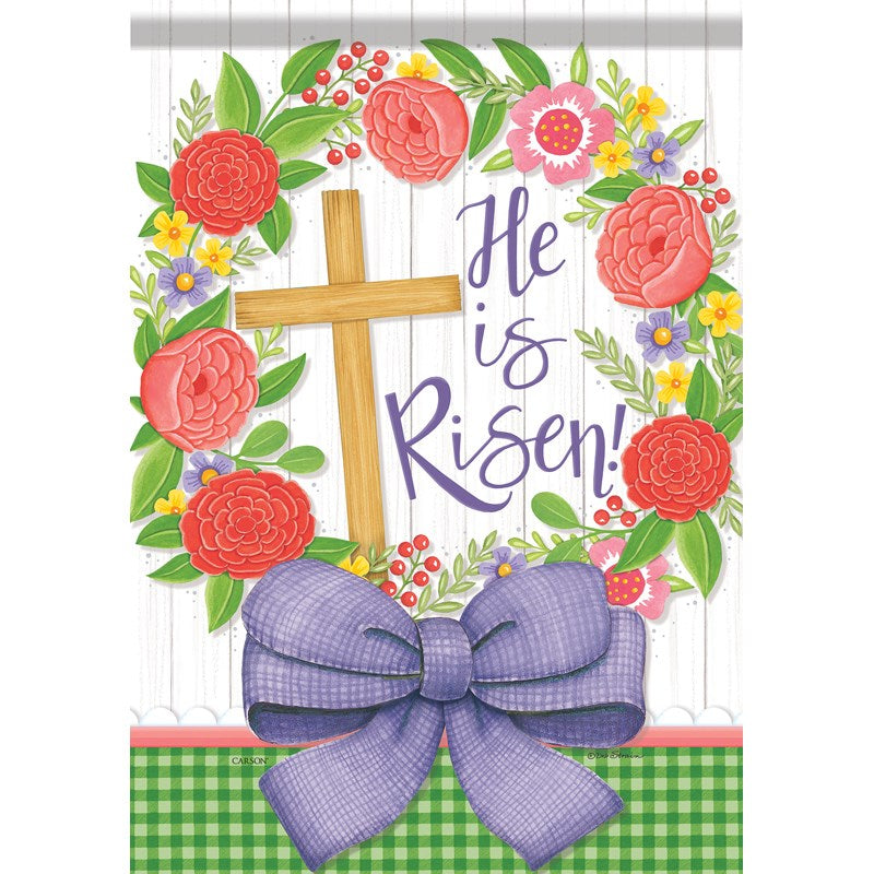 Flag-Garden-Durasoft-He Is Risen (12.5" x 18")