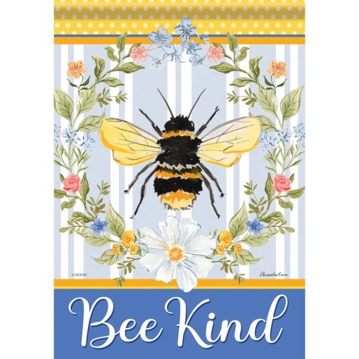 Flag-Garden-Durasoft-Bee Kind Wreath (12.5" x 18")