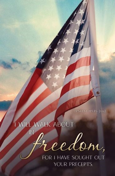 Bulletin-I Will Walk About In Freedom (Psalm 119:45 NIV) (Pack Of 100)