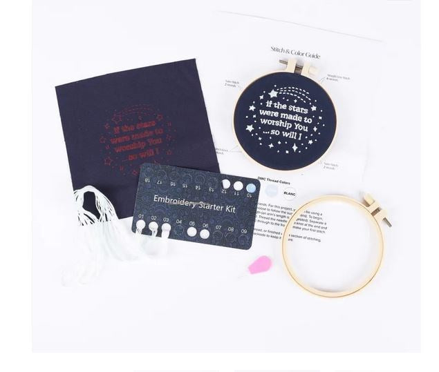 Embroidery Kit-If The Stars Were Made To Worship You (4")