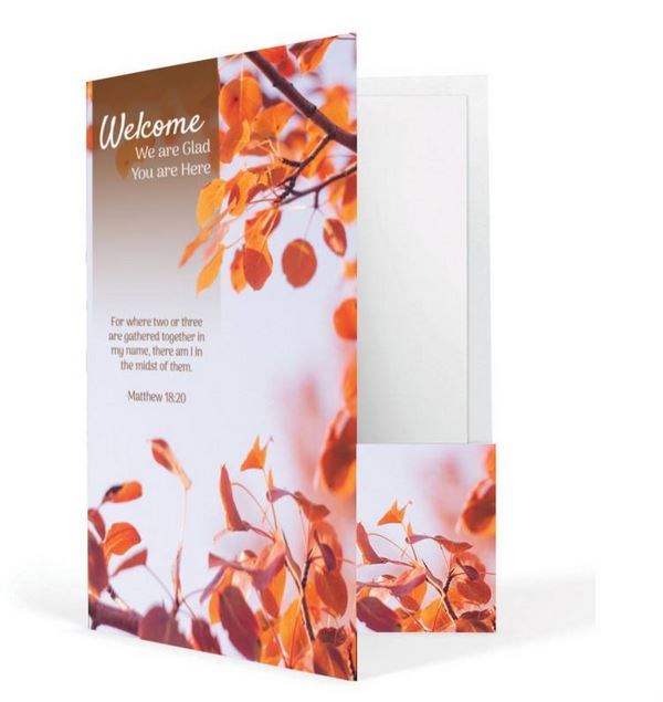 Welcome Folder-We Are Glad You Are Here (Matthew 18:20 KJV) (Pack Of 12)