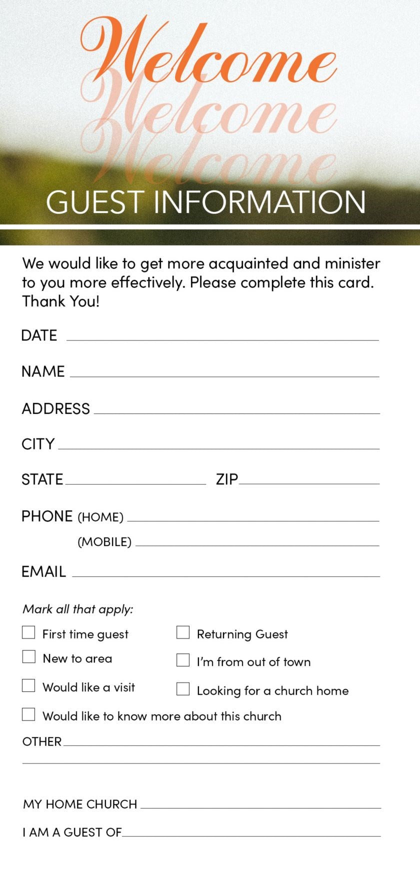 Guest Card-Welcome: We Are Glad You Are Here (Psalm 118:24 KJV) (Pack Of 50)