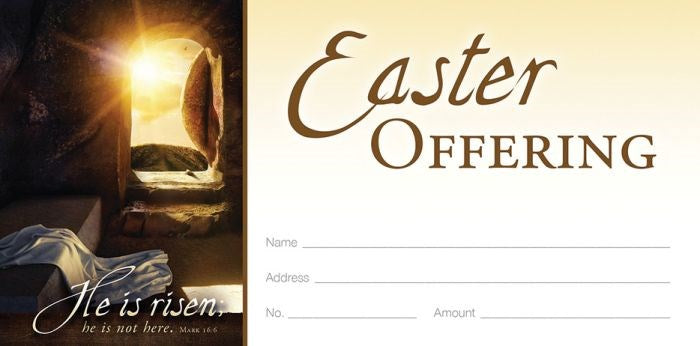 Offering Envelope-He Is Risen; He Is Not Here (Mark 16:6) (Pack Of 100)
