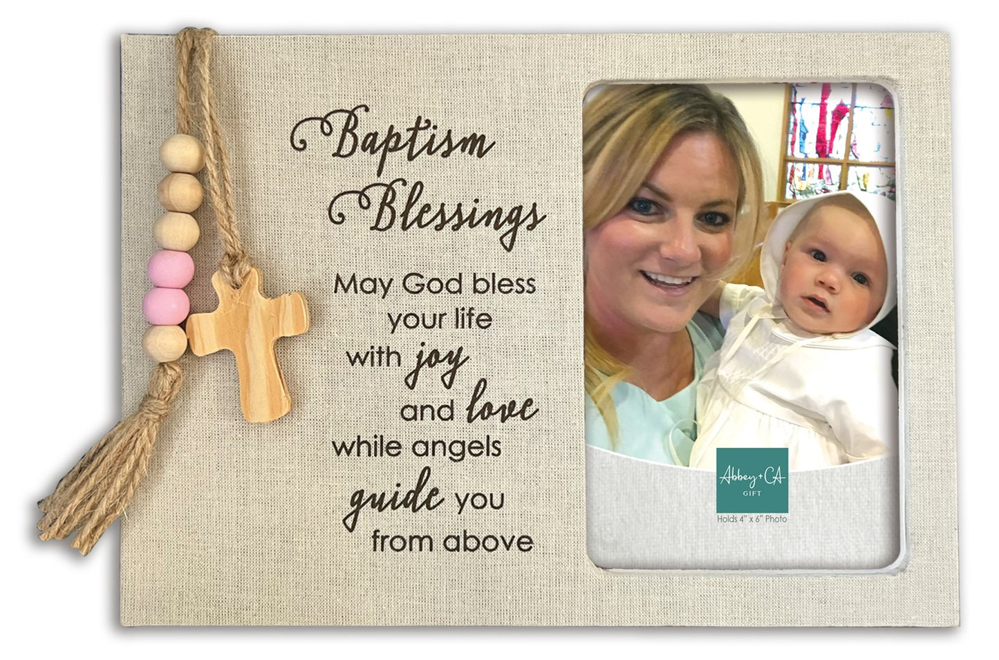 Photo Frame-Baptism Blessings-Pink (Holds 4" x 6")