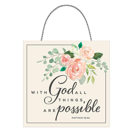 Wall Plaque-Tin-All Things Are Possible (7" x 7")