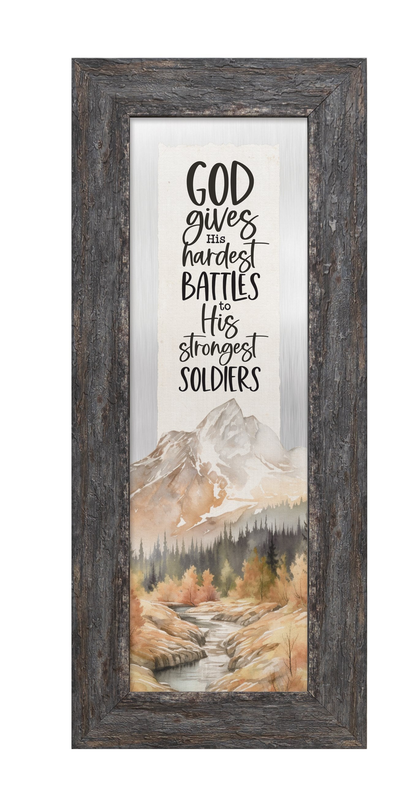 Plaque-Metalscapes-God Gives His Hardest (6" x 14")