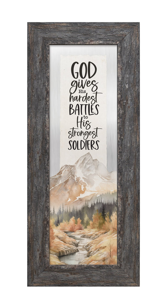 Plaque-Metalscapes-God Gives His Hardest (6" x 14")