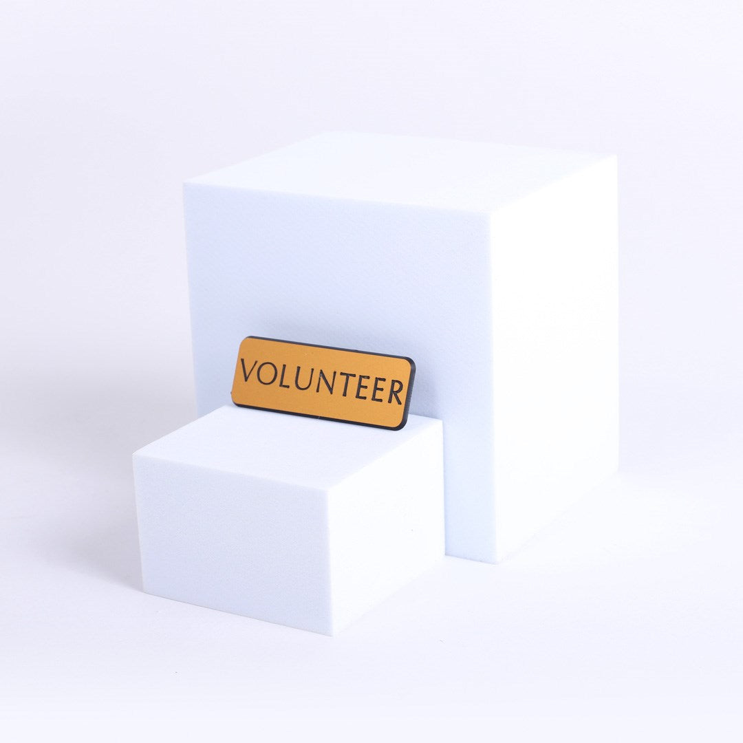 Badge-Contemporary-Volunteer-Gold/Black-Pin Back