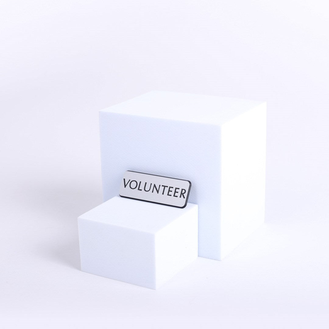 Badge-Contemporary-Volunteer-Silver/Black-Magnetic Back