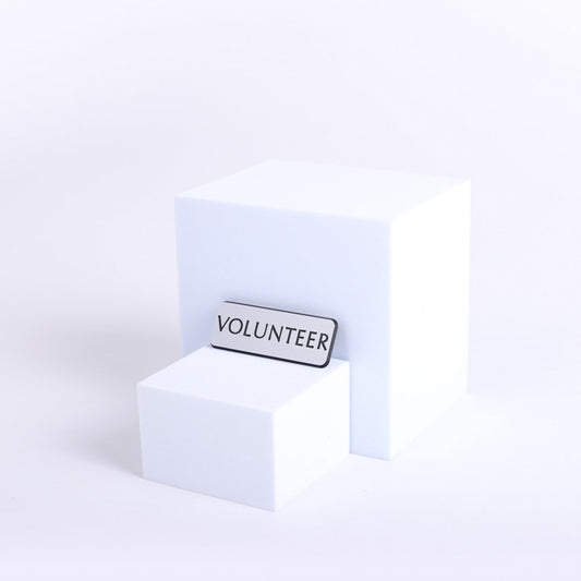 Badge-Contemporary-Volunteer-Silver/Black-Magnetic Back