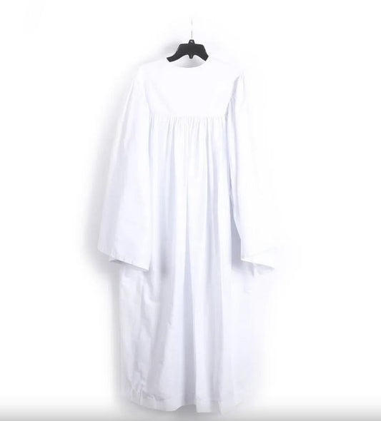 Baptismal Gown-Polyester-Box Pleats-White-X Small (23" x 50")