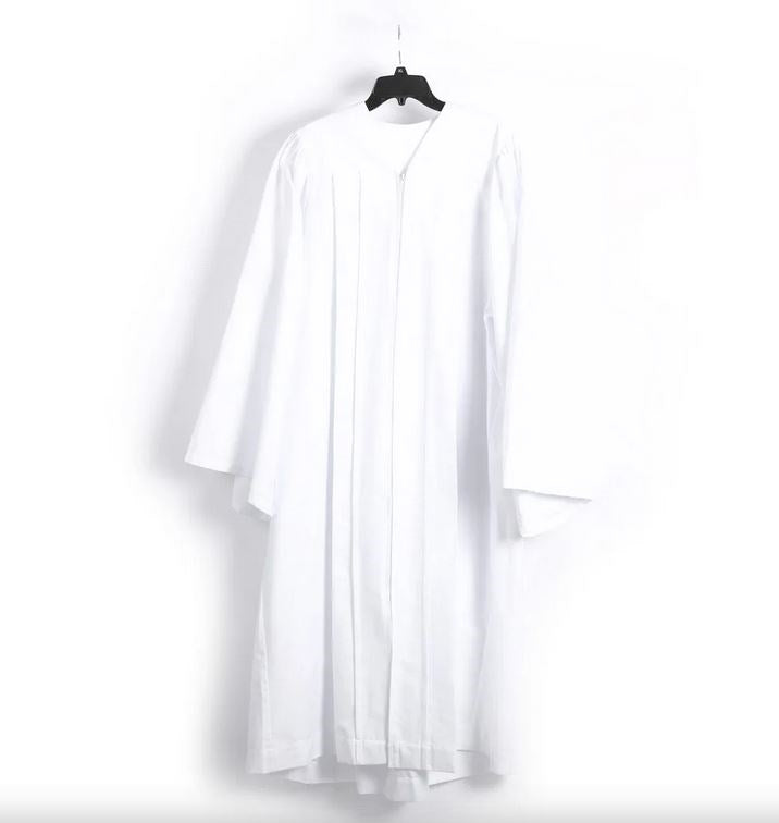 Baptismal Gown-Polyester-Box Pleats-White-X Large (28.5" x 59")