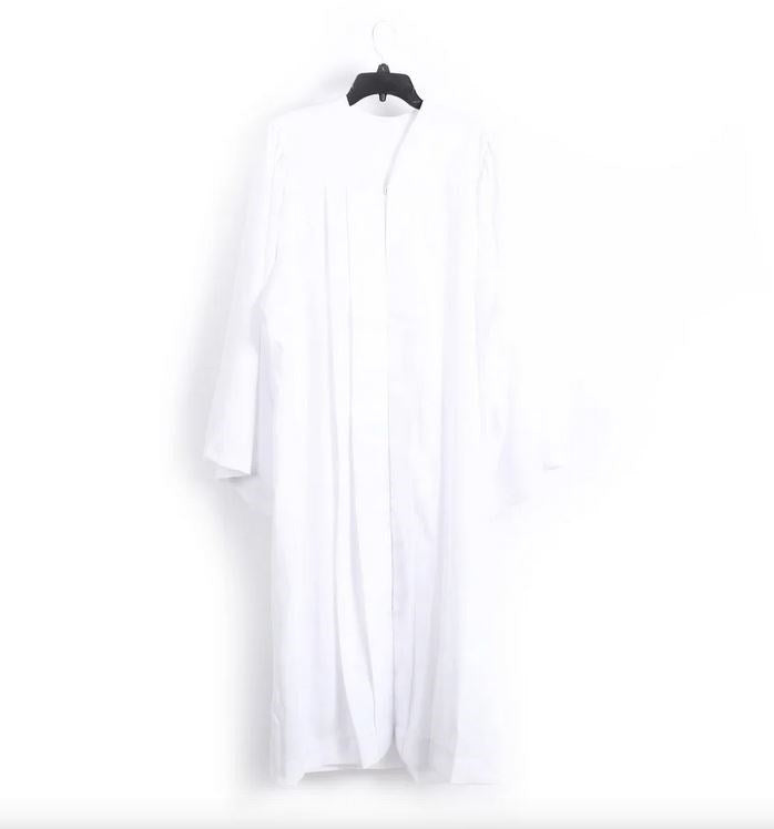 Baptismal Gown-Polyester-Simple Pleats-White-X Large (28.5" x 59")