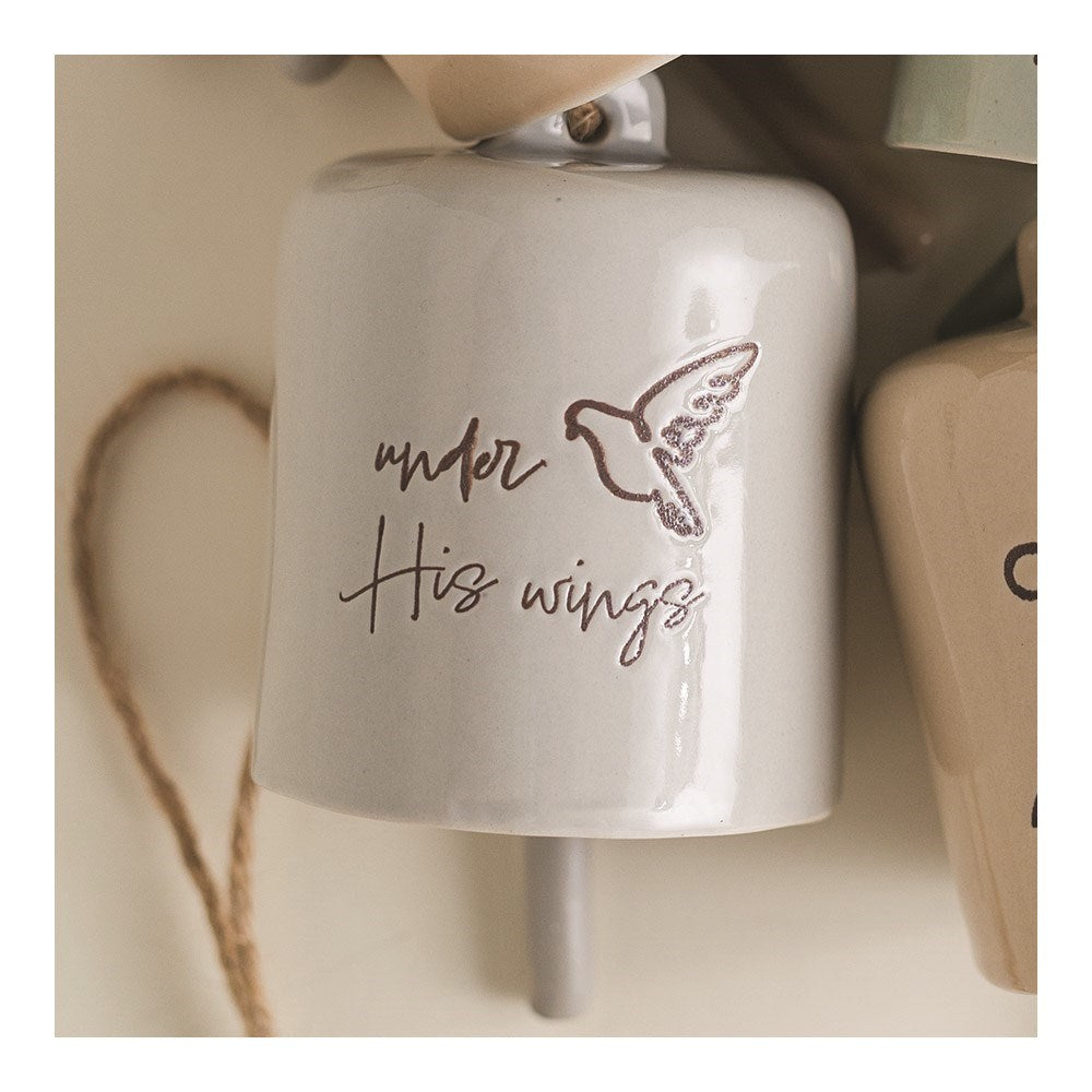 Ceramic Bell-Blue-Under His Wings (Large)