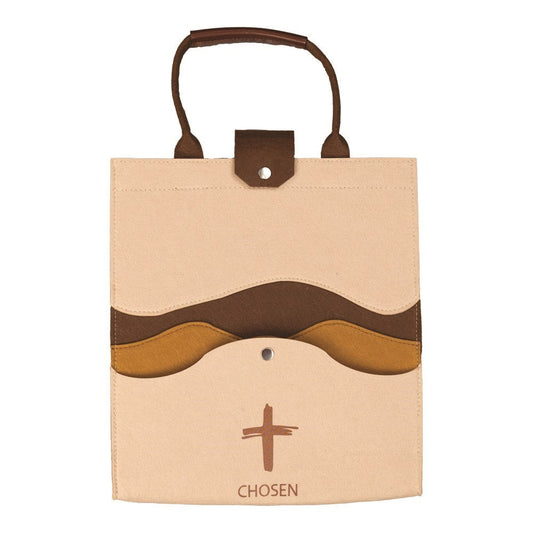Tote Bag-Cross/Chosen-Beige/Brown Felt (15" x 15.75")