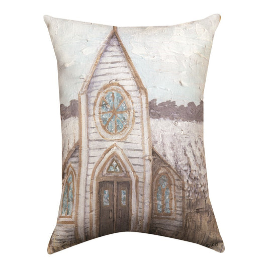 Pillow-Farm Sketch/Church-Indoor/Outdoor (13" x 18")