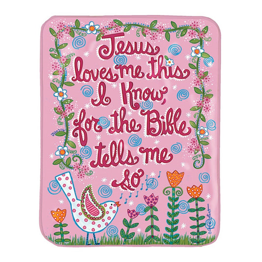 Throw-Fleece-Pink-Jesus Loves Me... (30" x 40")