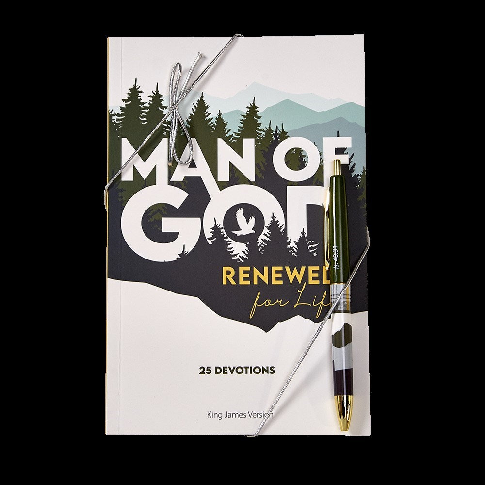 Gift Set-Man Of God: Renewed For Life Devotions Book & Pen (KJV)