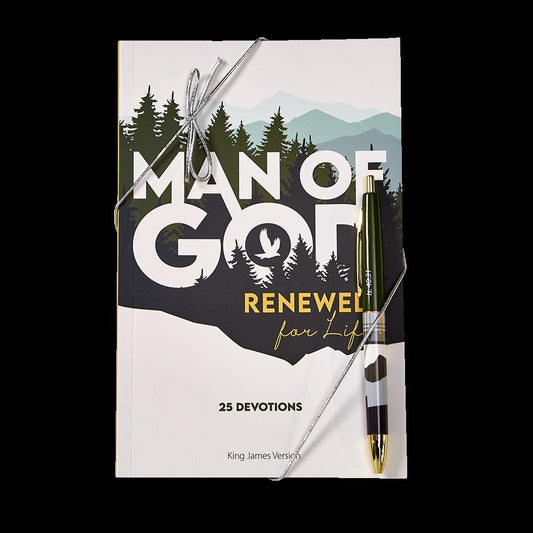 Gift Set-Man Of God: Renewed For Life Devotions Book & Pen (KJV)