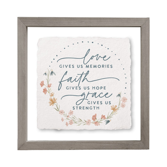 Floating Art Square-Love Gives Memories (10" x 10")
