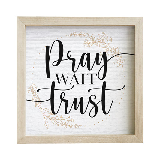 Rustic Frame-Pray With Trust (10" x 10")