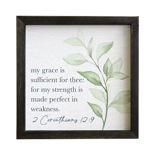 Rustic Frame-Grace Is Sufficient Leaf (10" x 10")
