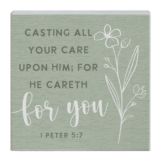 Small Talk Square-Casting All Cares-Green (5.25" x 5.25")