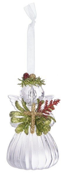Ornament-Mini Cross Krystal Angel (3.25"H)