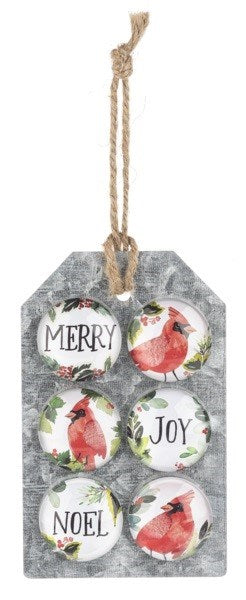 Magnet-Cardinal w/ Holiday Text (Set Of 6)